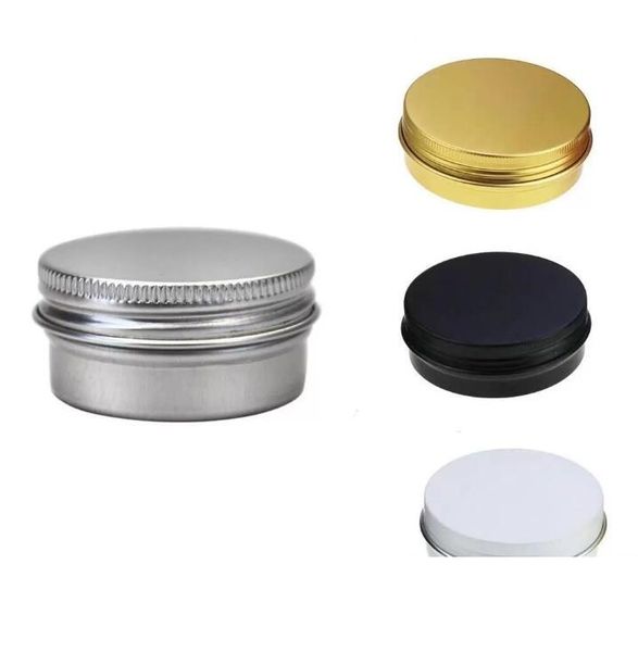 Boîtes de rangement Bocaux en aluminium de 1/2 oz Bouchon à vis Rond Boîte de rangement Conteneur Cosmétique Boîtes en métal Conteneur vide 15 ml blanc noir or