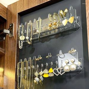 Opbergdozen 1/2 st. Duidelijke acryl wandgemonteerde sieraden Organisator met haken display plank voor kettingen armbanden oorbellen bogen bogen