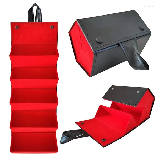 Cajas de almacenamiento 1 pieza Múltiples gafas de sol de viaje Organizador Estuche Negro Rojo Colgante Anteojos plegables