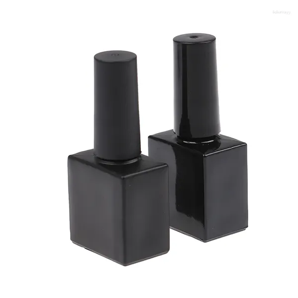 Cajas de almacenamiento 10 ml de botella de gel de uñas vacío mauv cuadrado negro relleno pulido sellado de pegamento aceites básicos bien resistente a la luz