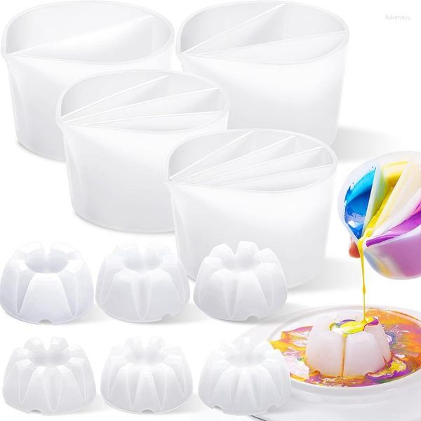 Boîtes de rangement 10 pièces peinture pour tasse 2-5 canaux tasses fendues 5-10 fleur Silicone pour verser le fluide