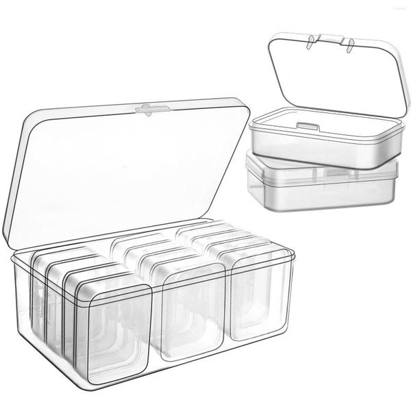 Boîtes de rangement 12 paquets en plastique boîte transparente organisateur petits conteneurs de caisse anneau de jouet bijoux maquillage artisanat conteneur