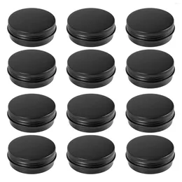 Boîtes de rangement 12 pièces 1Oz pots en étain en aluminium noir conteneurs à couvercle à vis rond métal vide pour organiser les petits bijoux cosmétiques