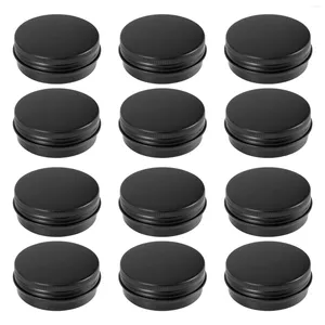 Opbergdozen 12 Stuks 1Oz Zwart Aluminium Tinnen Potten Ronde Schroef Deksel Containers Lege Metalen Voor Het Organiseren Van Cosmetische kleine Sieraden