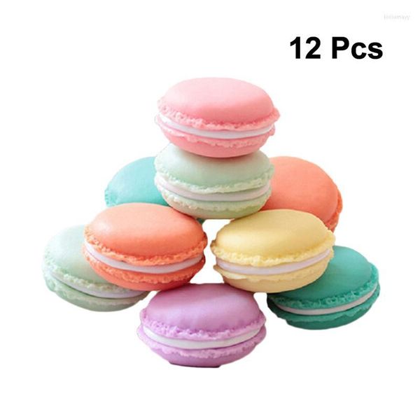 Boîtes de rangement 12pcs Mini Macaron Boîte en plastique Porte-bijoux Organisateur de voyage Conteneur d'articles divers