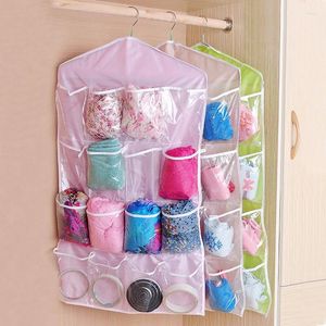 Boîtes de rangement 1pc 16 poches Wall Armoire suspendue Chaussures d'organisateurs transparents Sous-vêtements Sacs de tri Sacs Accessoires