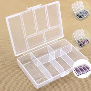 Boîtes de rangement 1 pc 6 grille en plastique boîte à bijoux outil Transparent organisateur bandes de cheveux corde perle Bracelet