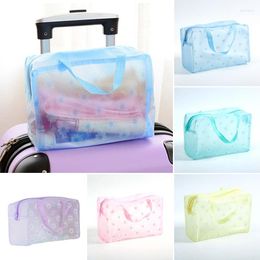 Cajas de almacenamiento 1 unidad, bolsa de cosméticos de PVC transparente impermeable creativa, bolsas de lavado de viaje portátiles, bolso de ducha comprimido para salida en casa