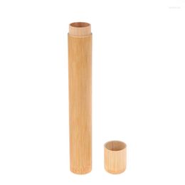 Boîtes de rangement 1pc cas de support de tube de brosse à dents en bambou naturel
