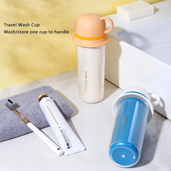 Boîtes de rangement Étui à brosse à dents de voyage 2 en 1, porte-brosse à dents portable, conteneur de couverture de dentifrice avec tasse de bain de bouche pour voyager/camping