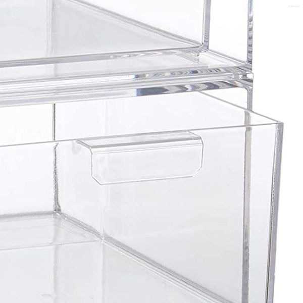 Boîtes de rangement 2 pièces empilable cosmétique vitrine de table boîte transparente organisateur tiroir pour rouges à lèvres ongles fournitures cosmétiques