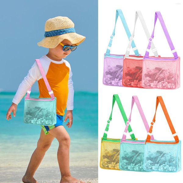 Boîtes de rangement 2022 maille sac de plage petits sacs et fourre-tout fourre-tout sac à dos jouets serviettes sable loin Anti jouet