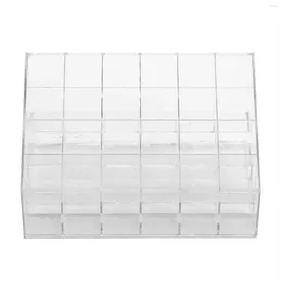 Cajas de almacenamiento 24 cuadrículas Topeador de lápiz labial transparente Clear Cosmetics Pantall Stand Policio de uñas Caja de maquillaje para la organización del escritorio de inicio