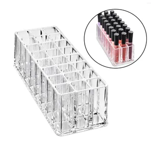 Opbergdozen 24 slots Lippenstifthouder Make-up kwasten Display Helder acryl organizer case voor badkamer lade ijdelheid