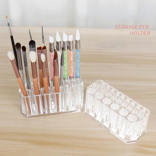 Boîtes de rangement 26 trous clair acrylique porte-stylos cosmétiques conteneur de beauté pinceaux de maquillage organisation présentoir boîte organisateur