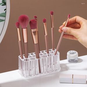 Opbergdozen 26 Gaten Nail Art Brush Organizer Desktop Eyeliner Houder Cosmetica Pen Rack Acryl Make-up Tonen Plank