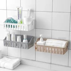 Cajas de almacenamiento 2 piezas de plástico Batillo de baño marco de baño Hogar sin golpes de pared estantes colgantes canasta de cocina