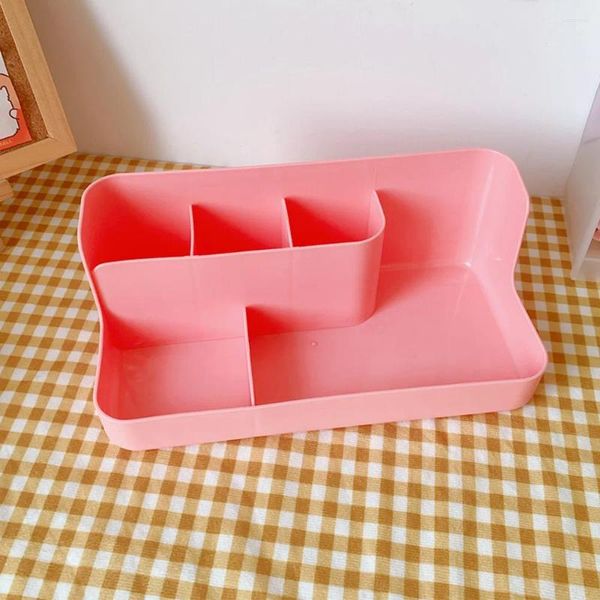 Boîtes de rangement 2 pièces porte-brosse à dents en plastique rose facile à utiliser organisateur de salle de bain comptoir avec comptoir à 5 compartiments