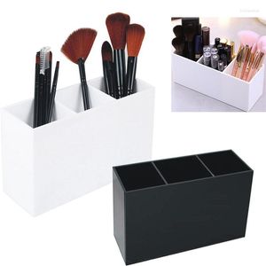 Opslagboxen 3-compartiment Acryl Cosmetica Organisator Make-upborstels Holder Holder Doos Stationery Penbuis