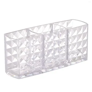 Opbergdozen 3 verdeelde transparante cosmetische organizer Desktopstandaard Briefpapierdoos voor dressoir Vanity Badkamer Keuken