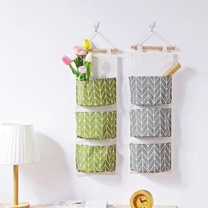 Boîtes de rangement 3 grilles sac suspendu mural organisateur de garde-robe jouets conteneur décor pochette de poche Perchero accessoires de décoration de la maison