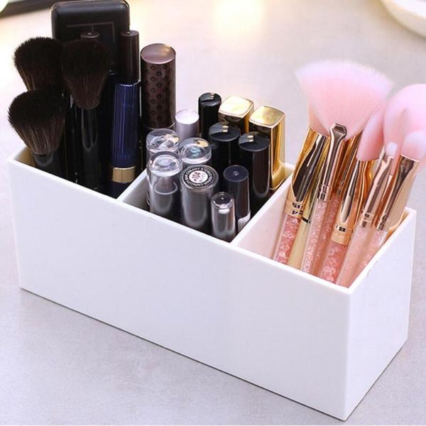 Boîtes de rangement 3 fentes Table acrylique maquillage brosse Nail Art titulaire cosmétiques boîte organisateur étui sac outils maison
