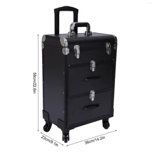 Opbergdozen 3-laags professionele rollende make-uptreinkoffer Cosmetische trolley-organizer