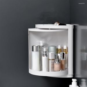 Boîtes de rangement organisateur de salle de bain rotatif à 360° boîte d'angle maquillage étagère triangulaire poinçonnage gratuit accessoires de salle de bain