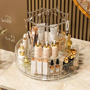 Opbergdozen 360° draaibare cosmetische doos Luxe bureaubladaccessoires Make-up organizer Acrylborstelhouder Badkamer