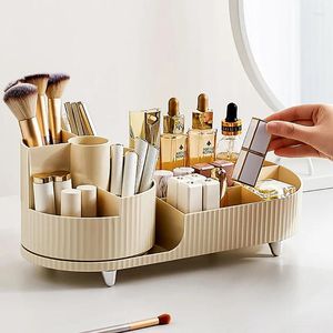 Boîtes de rangement Boîtes à 360 ° Rotation Cosmetics Boîte de maquillage Brosse de maquillage Luxury Lipsticks Container Vanity Organizer Organizer