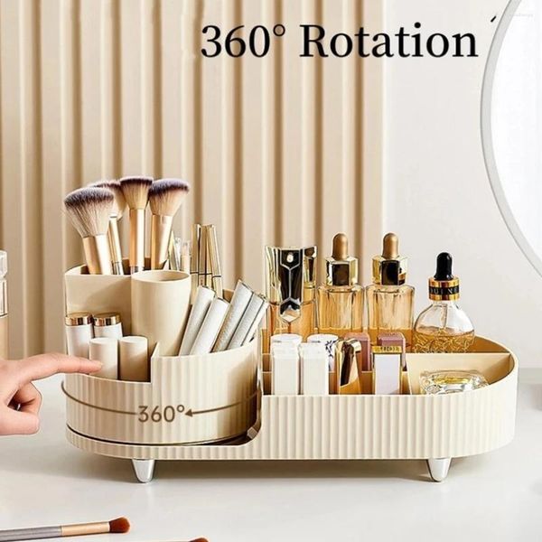 Boîtes de rangement Boîtes à 360 ° Organisateur de maquillage rotatif Boîte cosmétique Espace Économie Affichage DÉCORATIVE Vanité pour chambre à coucher