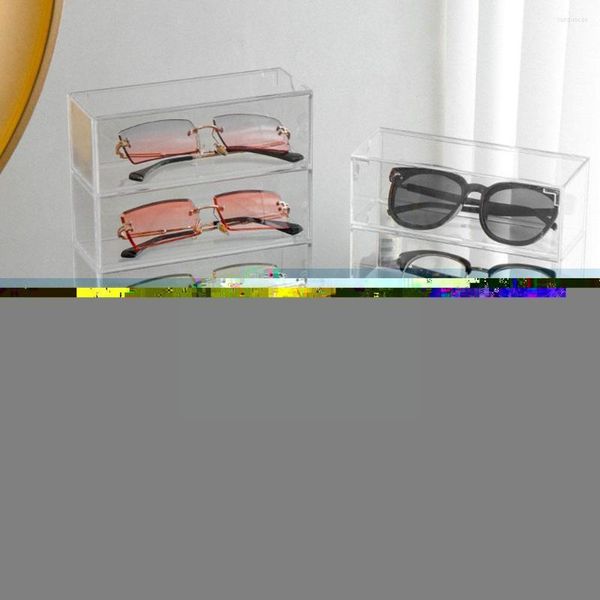 Boîtes de rangement 4 couches boîte à lunettes acrylique organisateur cosmétiques tiroirs affichage porte-stylo étui de maquillage empilable C4V7