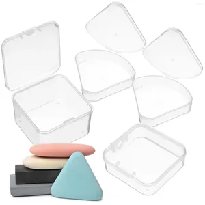 Boîtes de rangement 4 pcs Puff Cases maquillage poudre support organisateur plastique triangle portable