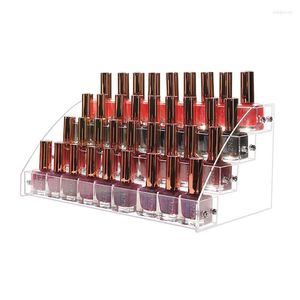 Opslagboxen 4 Laag Acryl Nagellak Rack Tafheelscherm Stand Clear Lipstick Holder Essentiële oliën Schapmake -uporganisator