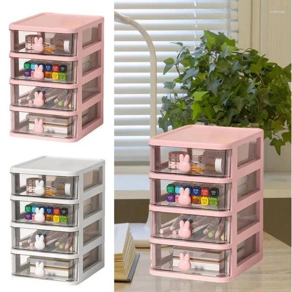 Boîtes de rangement Organisateur de maquillage à 4 niveaux Portable Organisateurs de cosmétiques de bureau transparents Transparent Bureau réutilisable avec tiroirs Accessoires Home