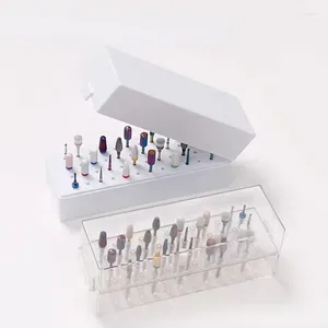 Cajas de almacenamiento con 48 agujeros, caja de brocas para decoración de uñas, soporte acrílico transparente, cabezal de molienda, accesorios organizadores de maquillaje para manicura