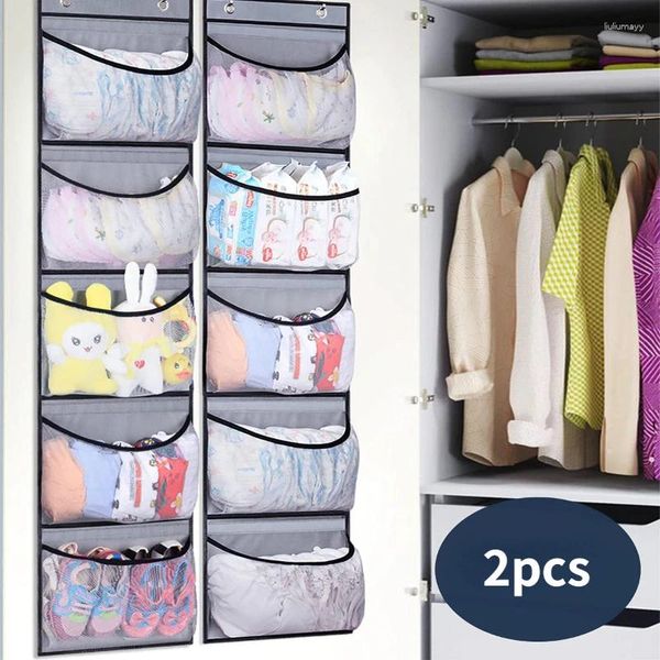 Boîtes de rangement 5 grilles de poche, organisateur de sous-vêtements, grand sac suspendu Non tissé, porte murale arrière, articles divers, chaussures