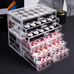 Cajas de almacenamiento 5 capas Accesorios de uñas Caja cosmética organizador de acrílico joyería de joyería transparente cajón de plástico