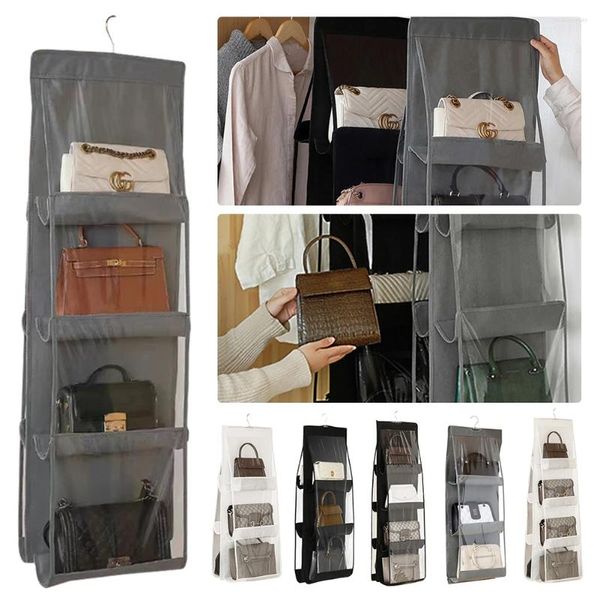 Cajas de almacenamiento 6/8 Pockets Organizador de bolsos Clear Bag Collection Panger Ranger Armario Armario Organizadores de espacio para ahorrar