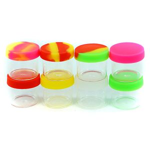 Boîtes de rangement Bouteilles en verre de 6 ml Poubelles Pots à dab Récipients en verre de silicone Accessoires pour fumeurs