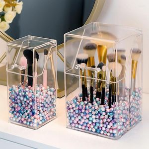 Opbergdozen Acryl Clear Makeup Brush Holder met deksel ijdelheid aanrechtorganisator Waterdichte stofdichte cosmetische doos