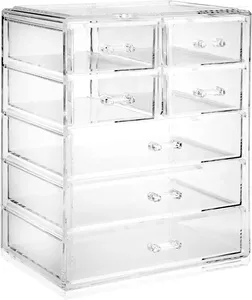 Opbergdozen Acryl cosmetische make -up organisator sieradenweergave 3 grote 4 kleine ladeset - Clear