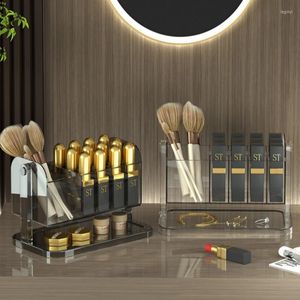 Opslagboxen Acryl Lipstick Organisator Box Make -up borstelhouder Cosmetisch huidverzorgingsrek Sieraden Earring Huistafel Aankomst