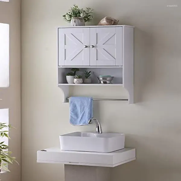 Boîtes de rangement étagères étagères de salle de bain armoire murale montée à la ferme avec barre de serviette économise sur les toilettes