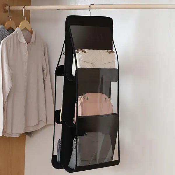 Boîtes de rangement Sac Organisateur suspendu à double face transparent avec 6/8 poches idéales pour les sacs à main Purs-robe