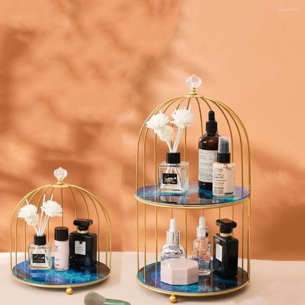 Boîtes de rangement Organisateurs de commode de salle de bain Conteneurs pour maquillage Cage à oiseaux Bureau de maquillage Boîte de cosmétiques Support de rouge à lèvres Produits de soins de la peau