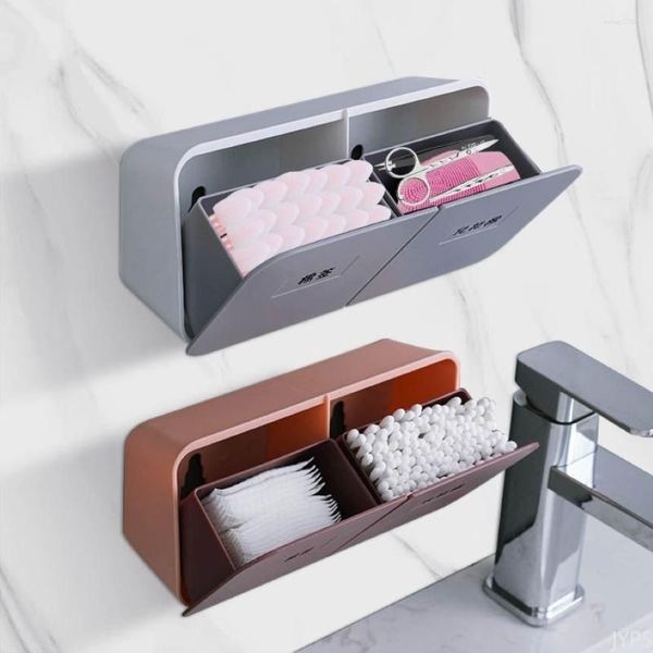 Boîtes de rangement Organisateur de salle de bain Poussions de coton Paste d'écouvillon en plastique Conteneur de tampon mural Cosmetic264g