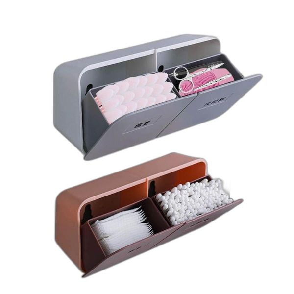 Boîtes de rangement Organisateur de salle de bain Poussions de coton Paste d'écouvillon en plastique Conteneur de tampon mural Cosmetic3027