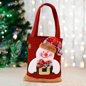 Boîtes de rangement ours décor sac à main de noël sac cadeau grande capacité avec dessin animé père noël bonhomme de neige pour enfants