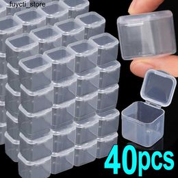 Boîtes de rangement Colonches 1/40 Piece Cube Boîte de rangement Transparent Bijoux de perles CONTERITEUR SQUATIVE PLASTIQUE DIY BOUTON Nail Art Emballage Portable Organisateur S24513